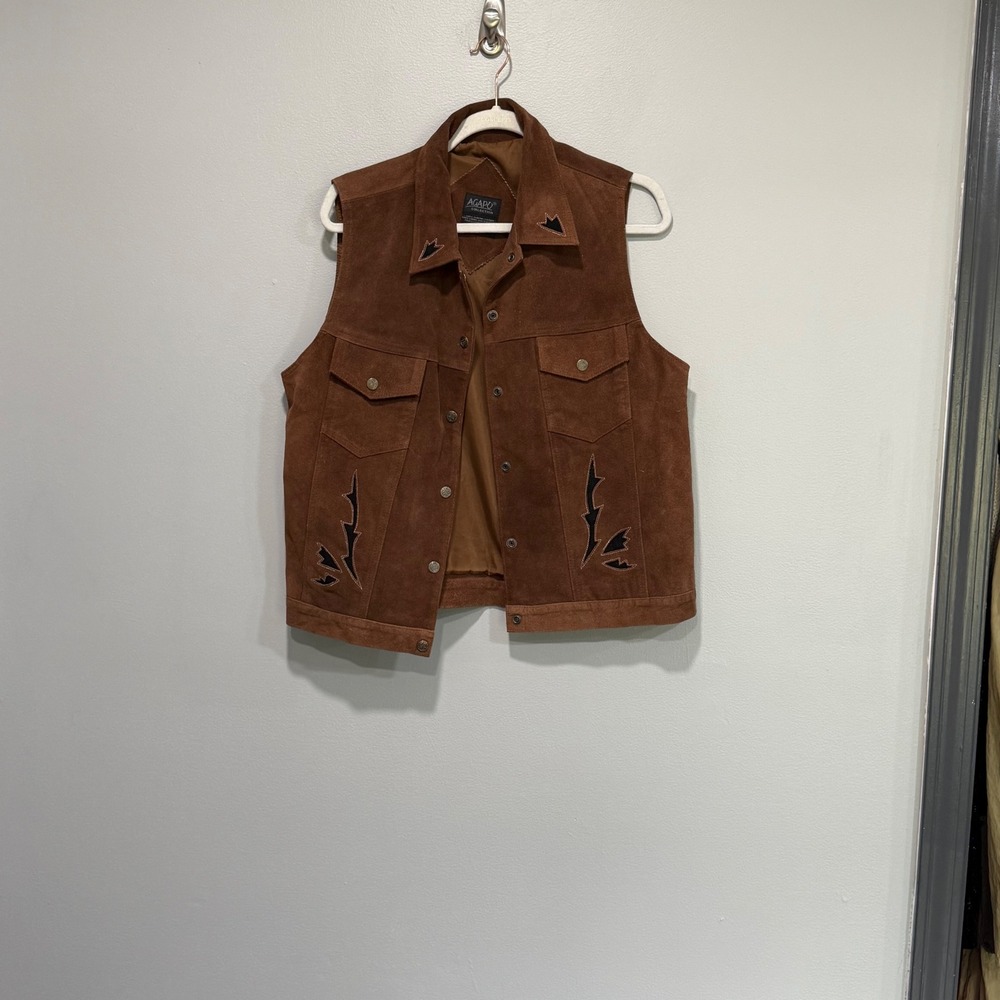 Agapo Collection Brown Suede Leather‎ Vest westernDetail Womens 1X